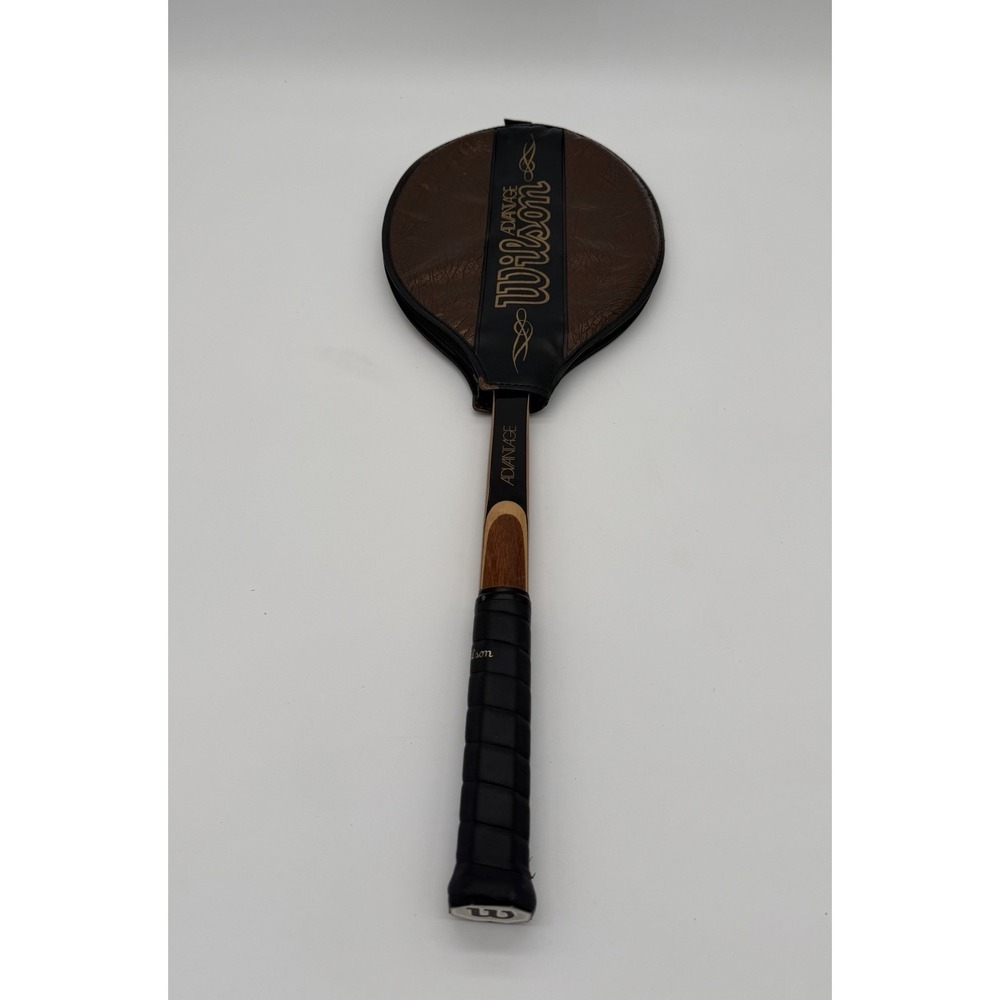 Vintage Wilson Advantage Wooden Tennis Racket Racquet Zip Cover, M 4 1/2